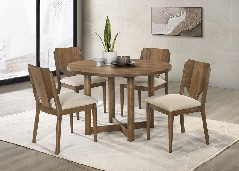 Crestmore 5-piece 46-inch Round Wood Dining Table Set Walnut - Town Of Bargains Furniture - NY