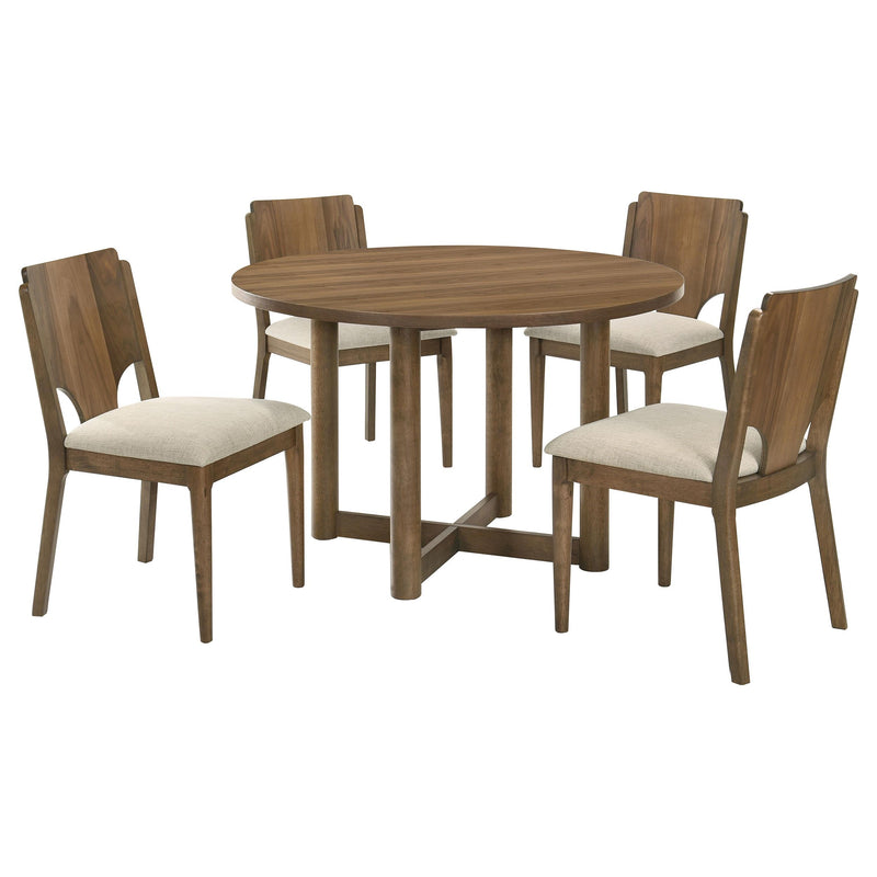 Crestmore 5-piece 46-inch Round Wood Dining Table Set Walnut - Town Of Bargains Furniture - NY