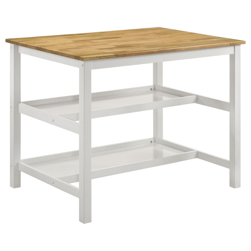 Edgeworth Kitchen Island Counter Table Brown and White - Town Of Bargains Furniture - NY