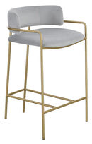 Comstock Upholstered Low Back Stool Grey and Gold - Town Of Bargains Furniture - NY