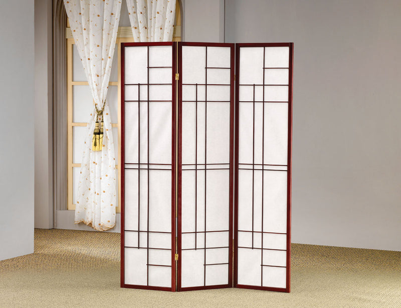 Katerina 3-panel Folding Floor Screen White and Cherry - Town Of Bargains Furniture - NY