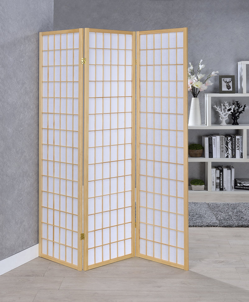 Carrie 3-panel Folding Screen Natural and White - Town Of Bargains Furniture - NY