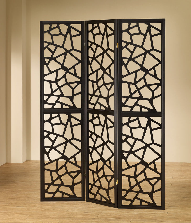 Nailan 3-panel Open Mosaic Pattern Room Divider Black - Town Of Bargains Furniture - NY