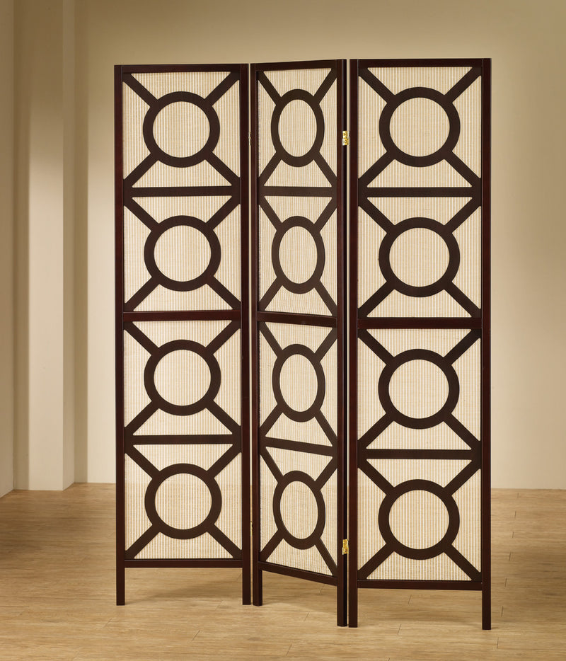 Vulcan 3-panel Geometric Folding Screen Tan and Cappuccino - Town Of Bargains Furniture - NY