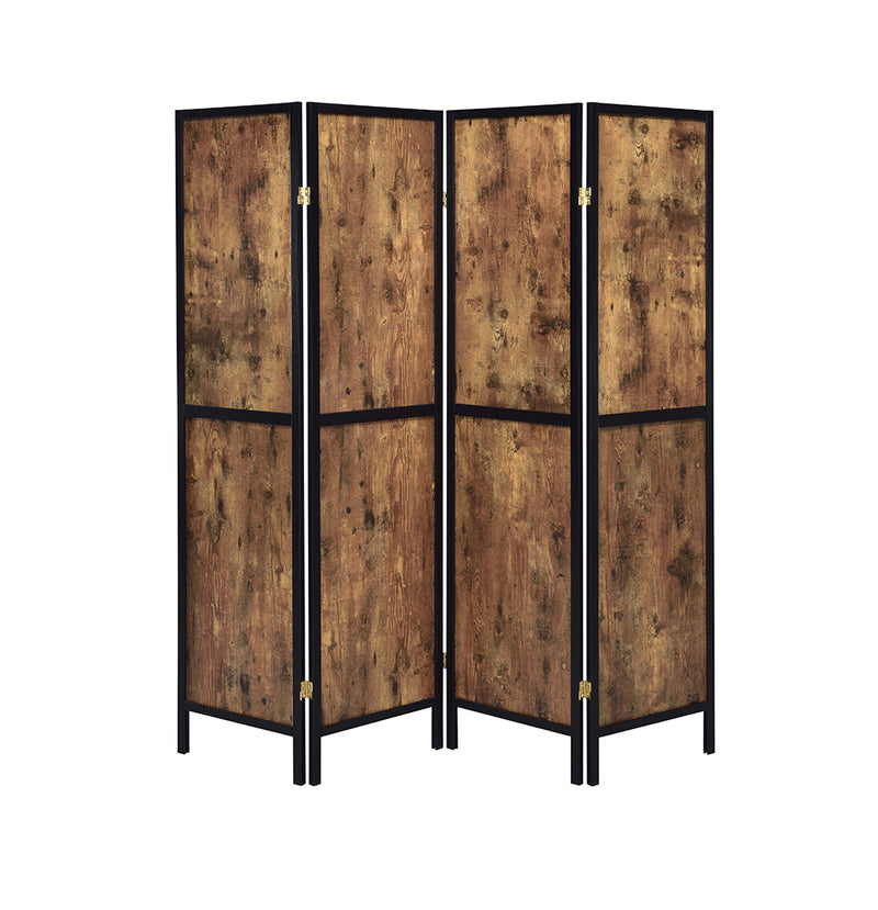 Deepika 4-panel Folding Screen Antique Nutmeg and Black - Town Of Bargains Furniture - NY