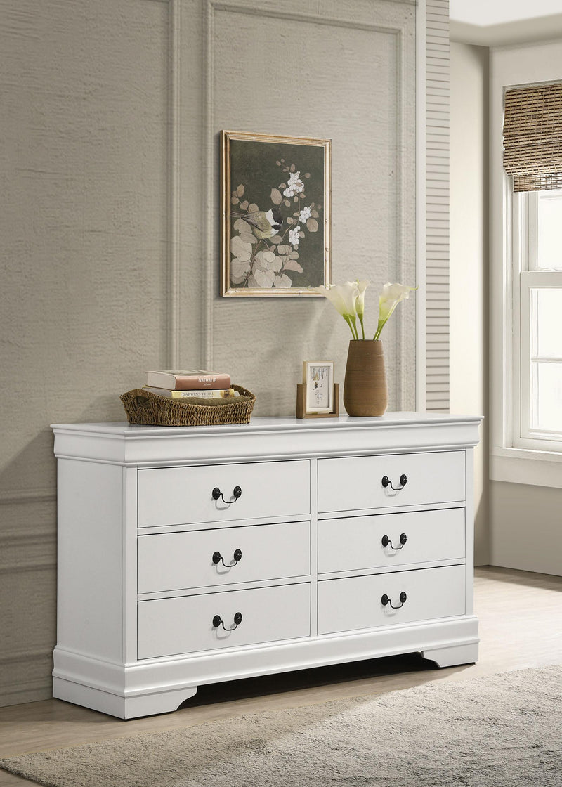 Louis Philippe 6-drawer Dresser White - Town Of Bargains Furniture - NY