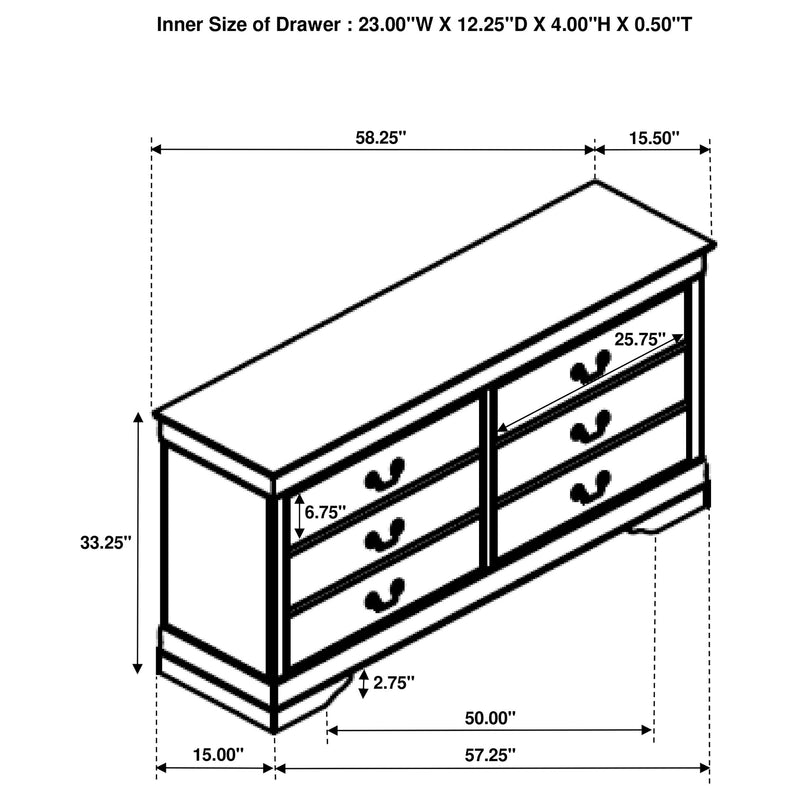 Louis Philippe 6-drawer Dresser White - Town Of Bargains Furniture - NY