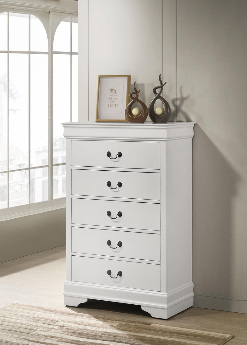 Louis Philippe 5-drawer Bedroom Chest White - Town Of Bargains Furniture - NY