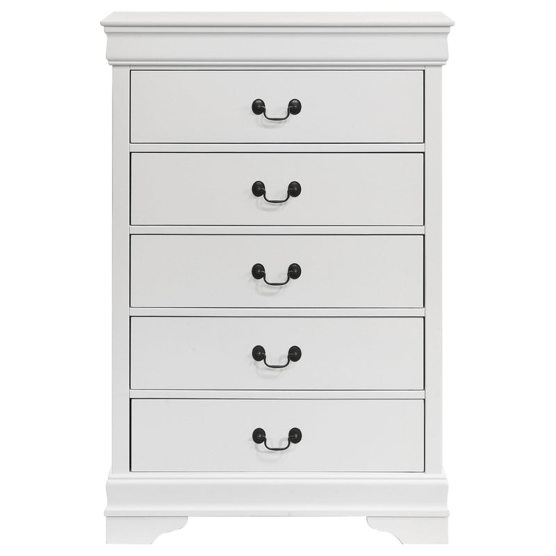 Louis Philippe 5-drawer Bedroom Chest White - Town Of Bargains Furniture - NY