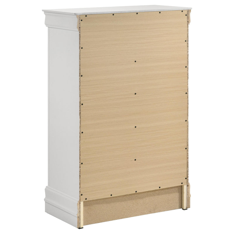 Louis Philippe 5-drawer Bedroom Chest White - Town Of Bargains Furniture - NY