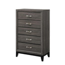 Watson 5-drawer Chest Grey Oak and Black - Town Of Bargains Furniture - NY