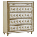 Antonella 5-drawer Upholstered Chest Ivory and Camel - Town Of Bargains Furniture - NY