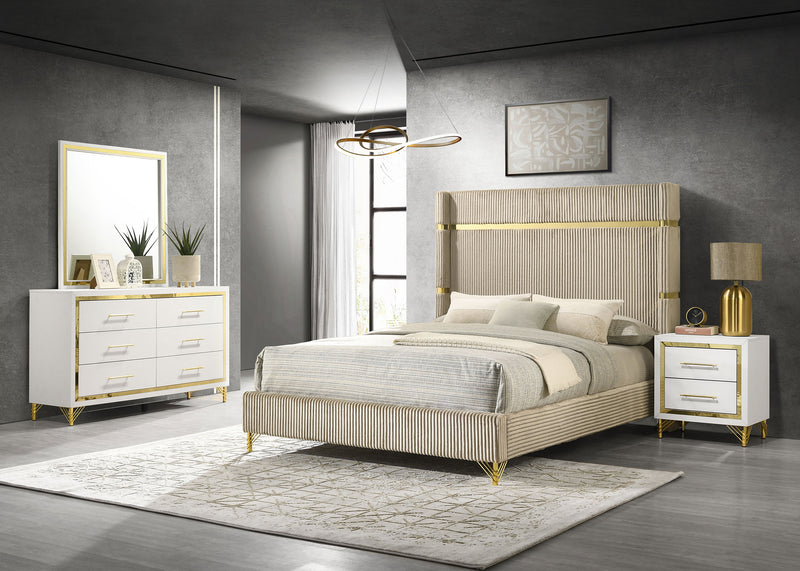 Lucia 4 & 5 Piece Bedroom Set King & Queen Beige & Grey - Town Of Bargains Furniture - NY