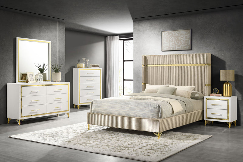 Lucia 4 & 5 Piece Bedroom Set King & Queen Beige & Grey - Town Of Bargains Furniture - NY