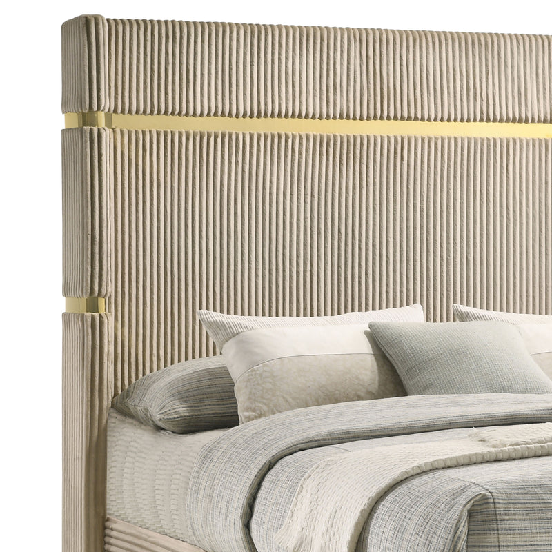 Lucia Eastern King & Queen Bed Beige & Grey - Town Of Bargains Furniture - NY