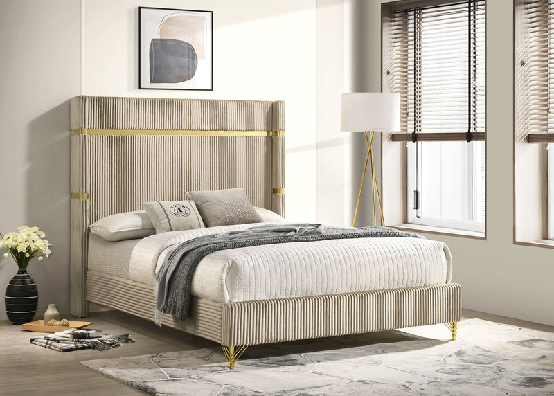 Lucia Eastern King & Queen Bed Beige & Grey - Town Of Bargains Furniture - NY