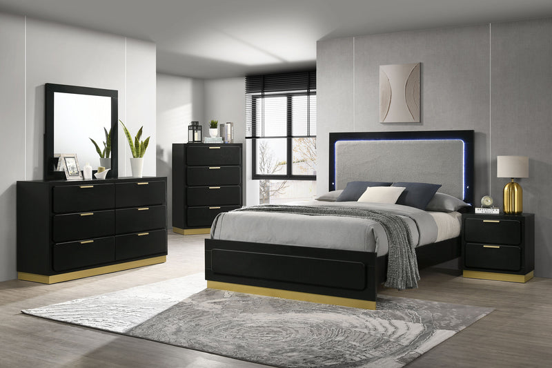 Caraway California King, E.King, & Queen Bed Black & White - Town Of Bargains Furniture - NY