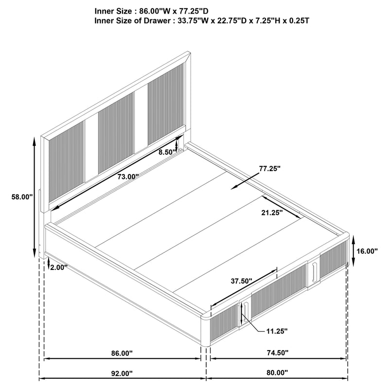 Terrace California King, E.King, & Queen Bed - Town Of Bargains Furniture - NY