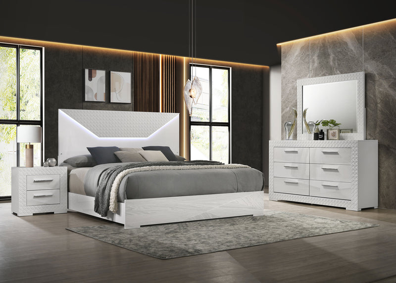 Ives 4 & 5 Piece Bedroom Set E.king & Queen White & Grey - Town Of Bargains Furniture - NY