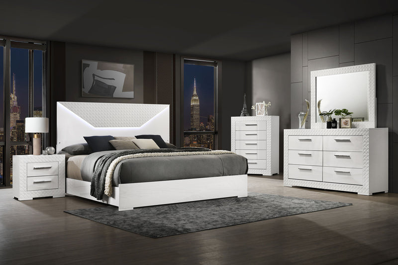 Ives 4 & 5 Piece Bedroom Set E.king & Queen White & Grey - Town Of Bargains Furniture - NY