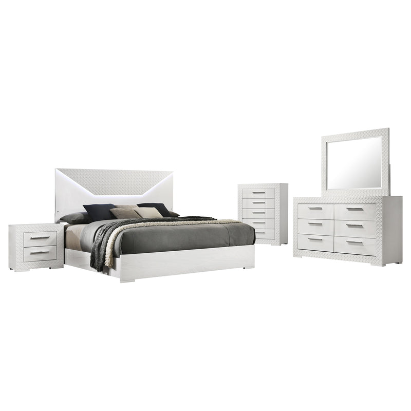 Ives 4 & 5 Piece Bedroom Set E.king & Queen White & Grey - Town Of Bargains Furniture - NY