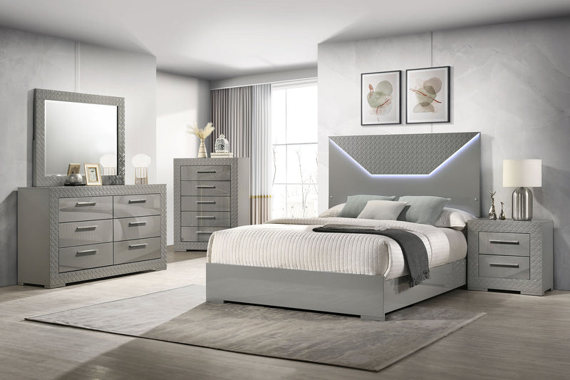 Ives 4 & 5 Piece Bedroom Set E.king & Queen White & Grey - Town Of Bargains Furniture - NY