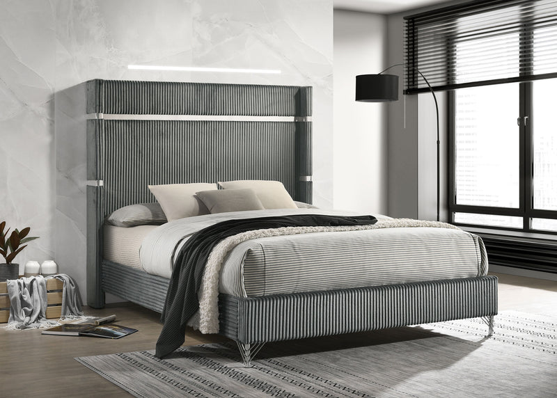 Lucia Eastern King & Queen Bed Beige & Grey - Town Of Bargains Furniture - NY