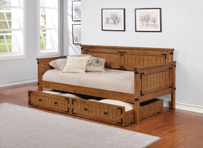 Oakdale Wood Twin Daybed with Trundle Rustic Honey - Town Of Bargains Furniture - NY