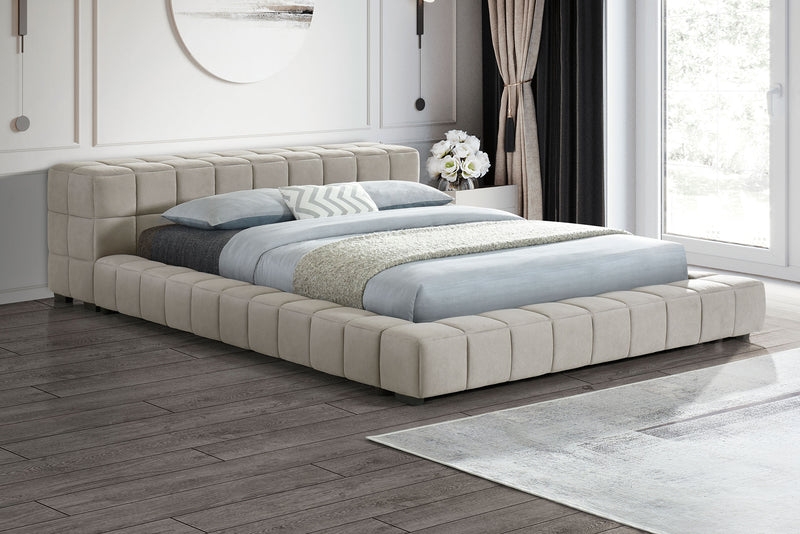 Trinity California King, E.king, Queen, & Full Bed Green & Light Taupe - Town Of Bargains Furniture - NY