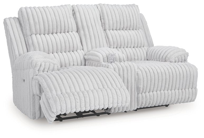 Rhines Falls Power Reclining Loveseat with Console - Town Of Bargains Furniture - NY