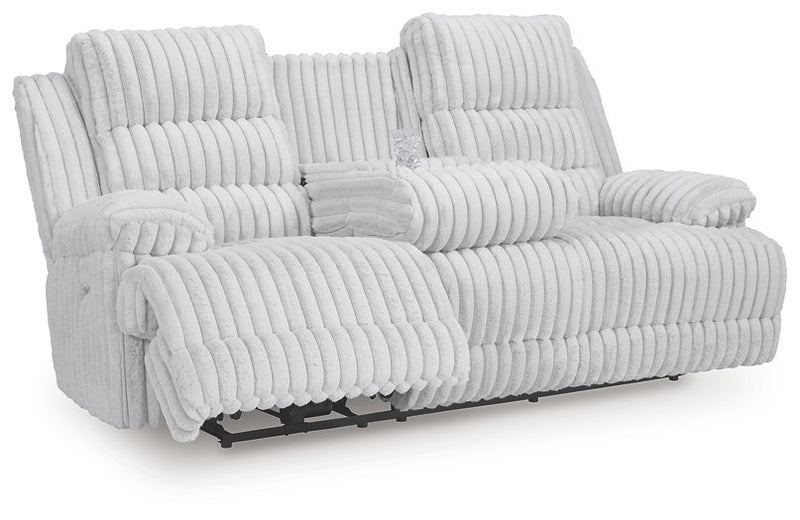 Rhines Falls Power Reclining Sofa with Drop Down Table - Town Of Bargains Furniture - NY