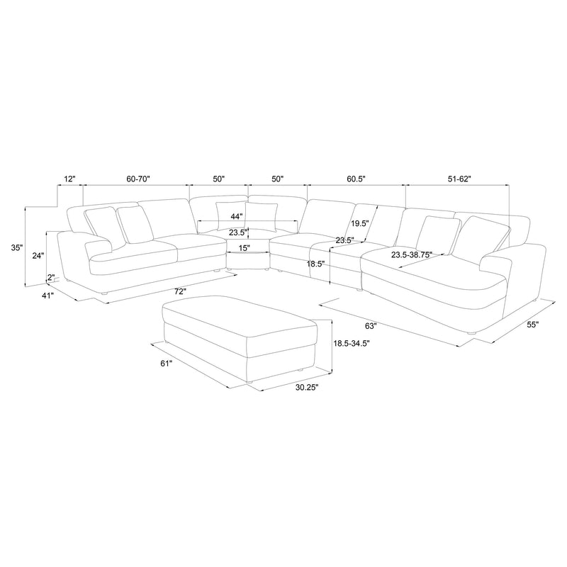 Emberson Upholstered Modular Sectional Sofa Ivory - Town Of Bargains Furniture - NY
