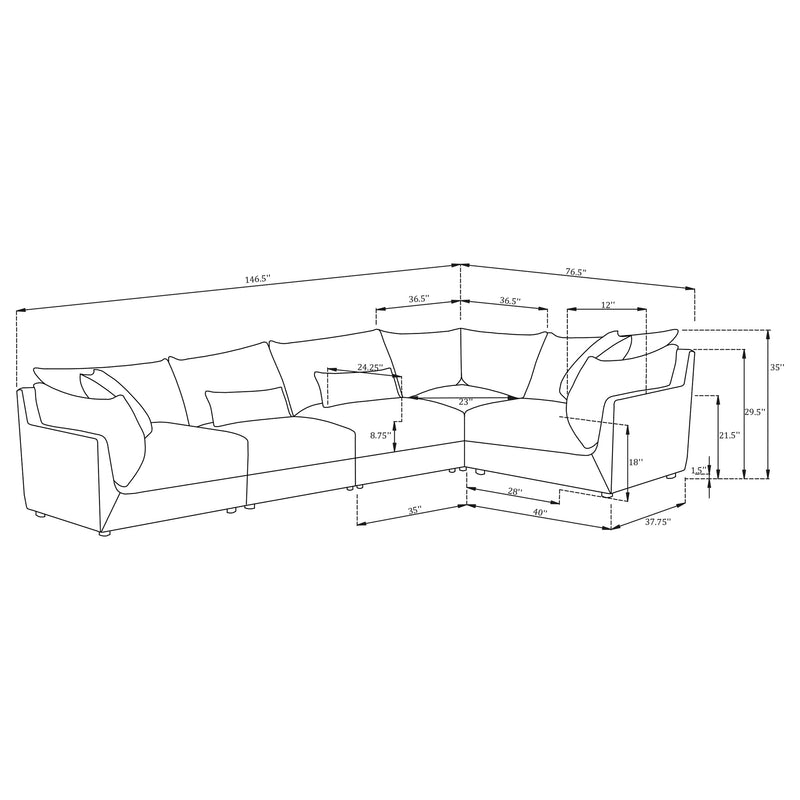 Sasha 5 Piece Sectionals - Town Of Bargains Furniture - NY