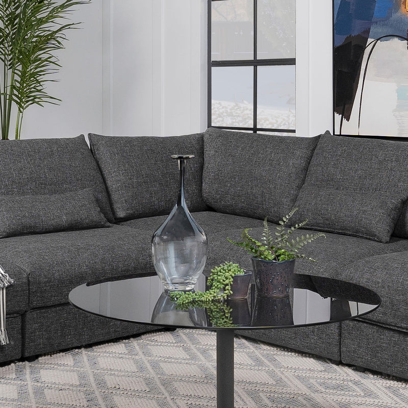 Sasha Upholstered Corner Chair Barely Black - Town Of Bargains Furniture - NY