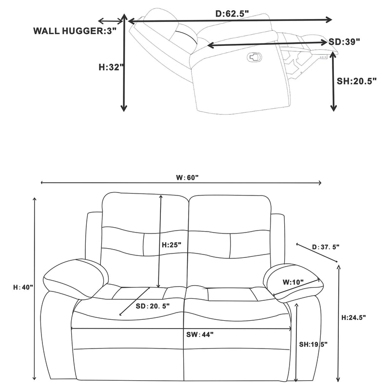 Nova Reclining Loveseat