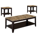 Flores 3-piece Occasional Table Set with Shelf Cappuccino - Town Of Bargains Furniture - NY