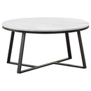 Hugo Round Coffee Table White and Matte Black - Town Of Bargains Furniture - NY