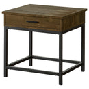 Byers Square 1-drawer End Table Brown Oak and Sandy Black - Town Of Bargains Furniture - NY