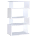 Emelle 4-tier Bookcase White and Clear - Town Of Bargains Furniture - NY