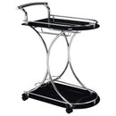 Elfman 2-shelve Serving Cart Chrome and Black - Town Of Bargains Furniture - NY