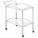 Shadix 2-tier Serving Cart with Glass Top Chrome and Clear - Town Of Bargains Furniture - NY