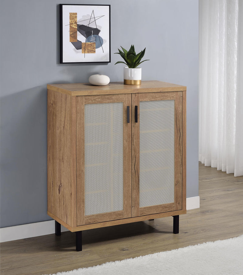Teller 2-door Shoe Storage Cabinet Natural Oak - Town Of Bargains Furniture - NY