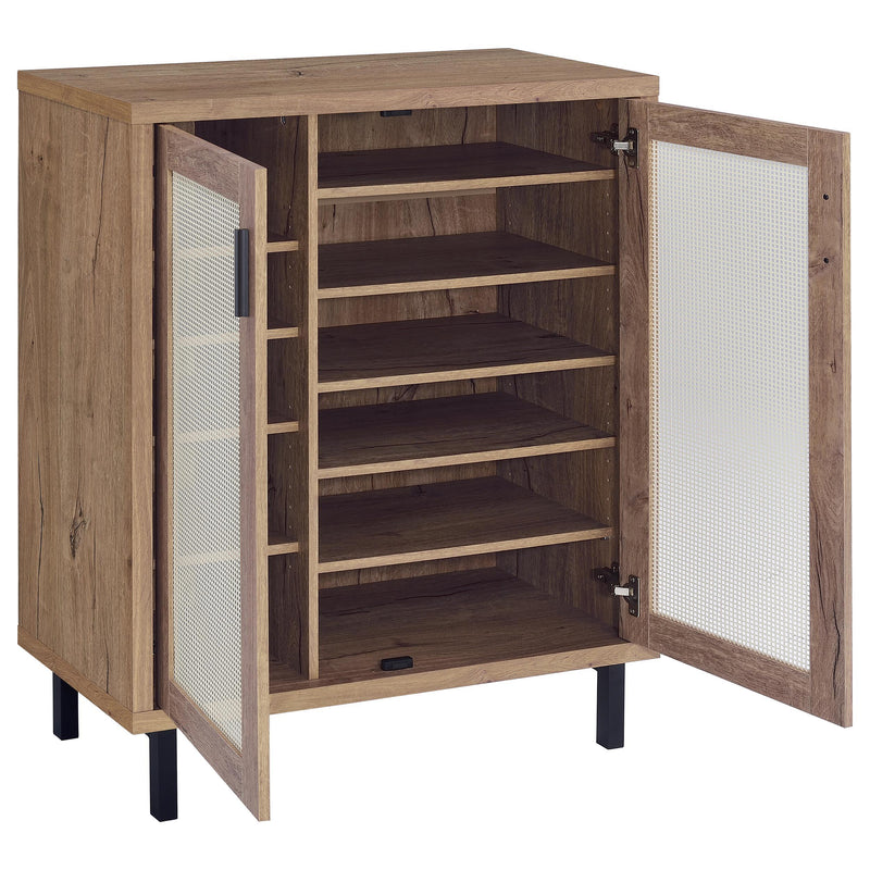 Teller 2-door Shoe Storage Cabinet Natural Oak - Town Of Bargains Furniture - NY