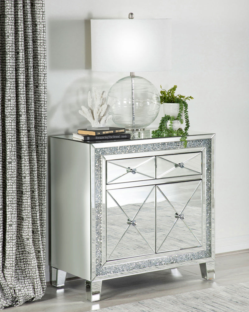 Arwen 2-drawer Accent Cabinet Clear Mirror with LED Lighting image