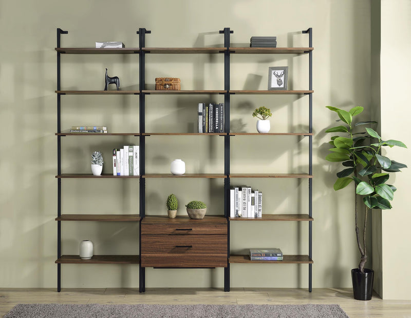 Owens 3-piece 96-inch Wall Mounted Bookshelf Set Walnut - Town Of Bargains Furniture - NY