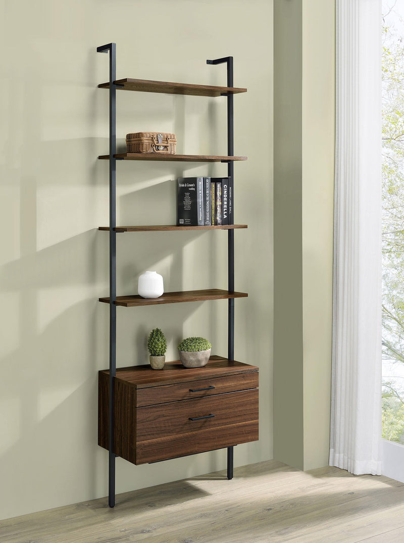Owens 96-inch 4-shelf Storage Wall Bookshelf Walnut - Town Of Bargains Furniture - NY