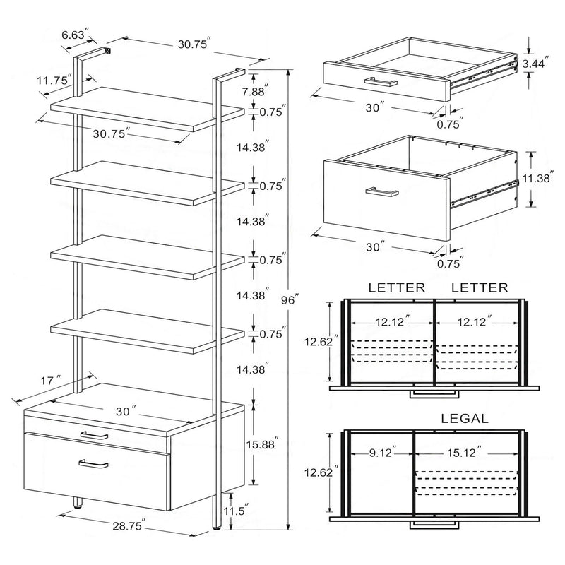 Owens 96-inch 4-shelf Storage Wall Bookshelf Walnut - Town Of Bargains Furniture - NY