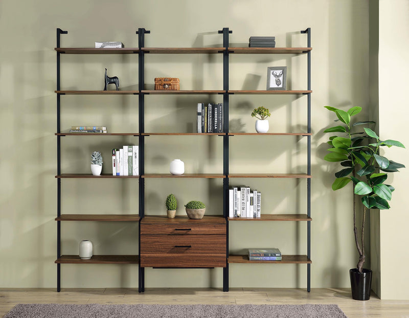 Owens 96-inch 4-shelf Storage Wall Bookshelf Walnut - Town Of Bargains Furniture - NY