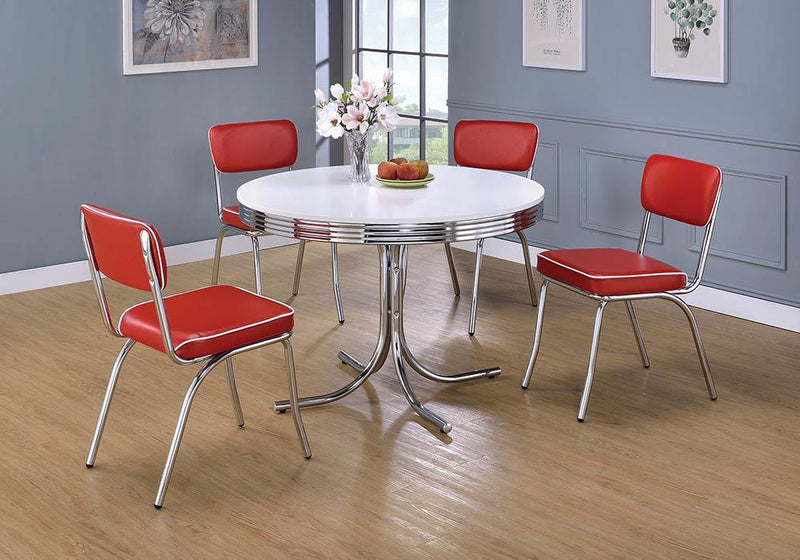 Retro Open Back Side Chairs Red and Chrome (Set of 2) - Town Of Bargains Furniture - NY