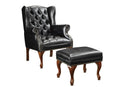 Roberts Button Tufted Back Accent Chair with Ottoman Black and Espresso - Town Of Bargains Furniture - NY